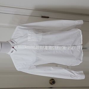 Chinti & Parker Size 6 White Button Down Shirt "Ma Cherie" Embroidery on Collar